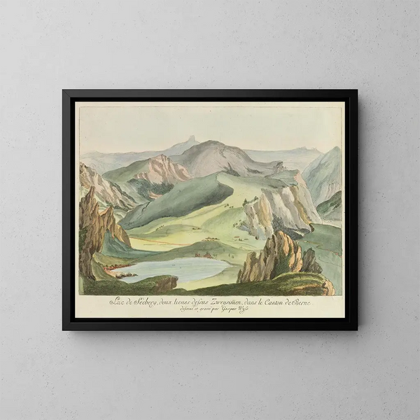 Lago di Seberg, due leghe sopra Zweysimmens nel cantone di Berna - Caspar Leontius Wyss — quadro incorniciato alla parete