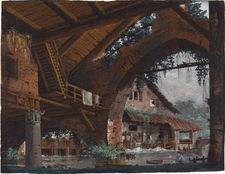 Caspar Wolf - Architectural Fantasy of Antique Ruins with a Watermill.webp