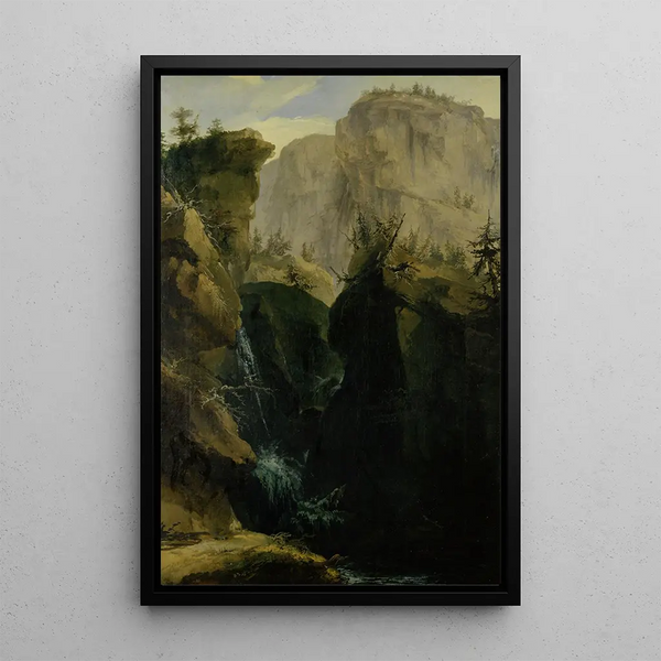Canyon con cascata - Caspar Wolf — quadro incorniciato alla parete