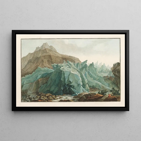 La Lütschine che esce dal ghiacciaio inferiore di Grindelwald - Caspar Wolf — quadro incorniciato alla parete