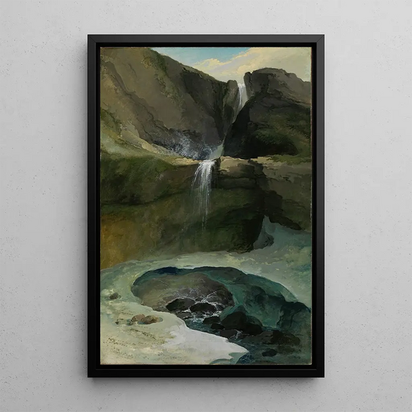 Riproduzione del dipinto Le cascate di Geltenbach nella valle di Lauenen con un ponte di ghiaccio - Caspar Wolf