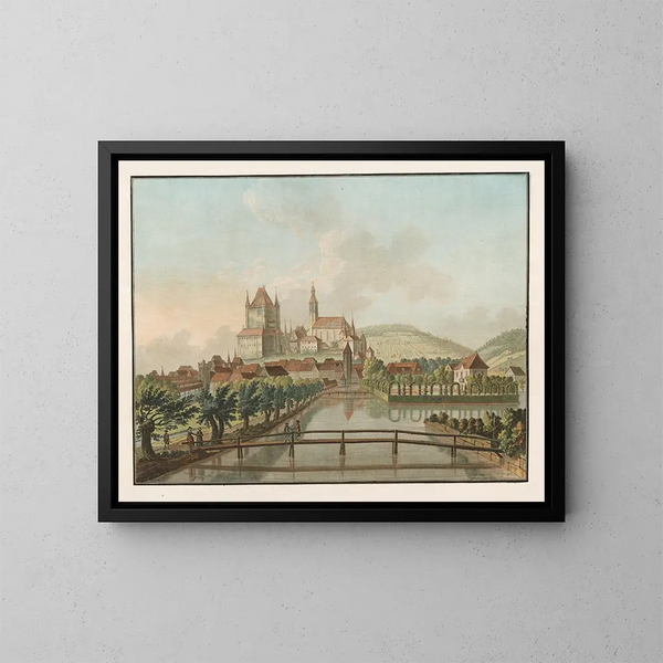Vista di Thun dalla Costa del Midi - Caspar Wolf — quadro incorniciato alla parete
