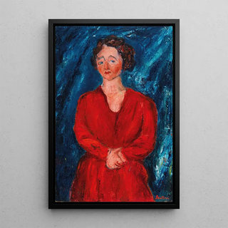 Cham Soutine - La Femme en rouge au fond bleu.webp