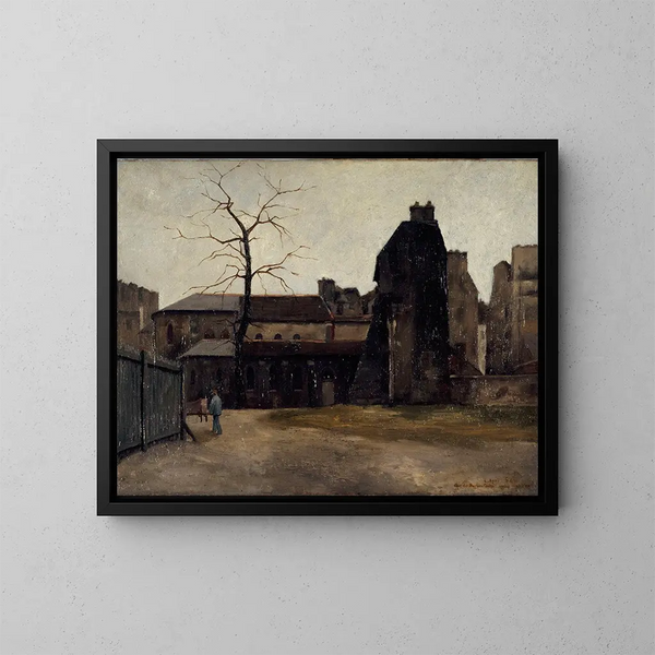 Antico Ospedale Dieu, cortile dell'ufficio centrale - Charles Alexis Apoil — quadro incorniciato alla parete
