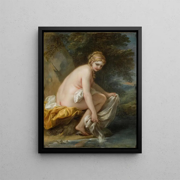 Una ninfa al suo bagno - Charles André van Loo — quadro incorniciato alla parete