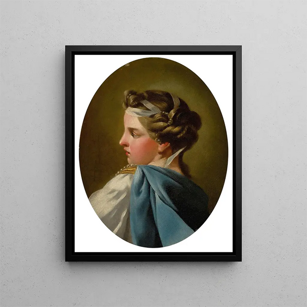 Ritratto di una dama - Charles André van Loo — quadro incorniciato alla parete