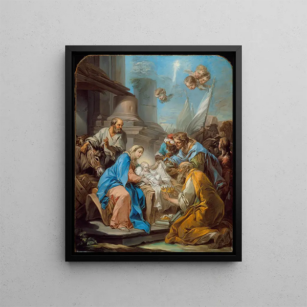 L'Adorazione dei Magi - Charles André van Loo — quadro incorniciato alla parete