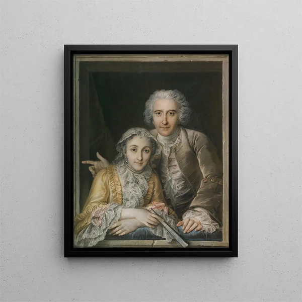 Ritratto di Philippe Coypel e sua moglie - Charles-Antoine Coypel — quadro incorniciato alla parete