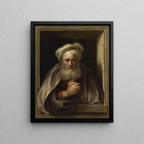 Democrito il triste - Charles-Antoine Coypel — quadro incorniciato alla parete