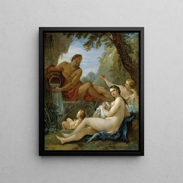 Una fiume e una ninfa di fontana - Charles-Joseph Natoire — quadro incorniciato alla parete