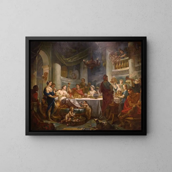 Il banchetto di Cleopatra e Marco Antonio - Charles-Joseph Natoire — quadro incorniciato alla parete