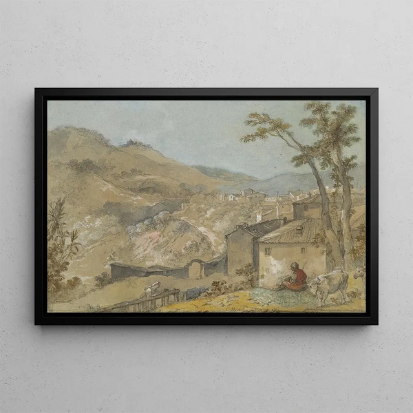 Marino e le colline albaneise - Charles-Joseph Natoire — quadro incorniciato alla parete