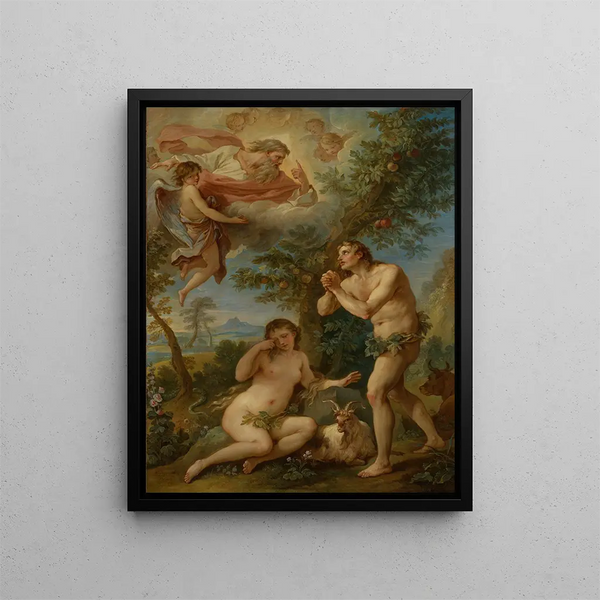 La reprimenda di Adamo ed Eva - Charles-Joseph Natoire — quadro incorniciato alla parete