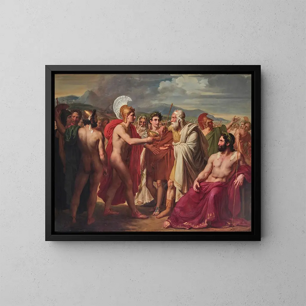 Achille che presenta il prezzo della saggezza a Nestor - Charles-Philippe Auguste Larivière — quadro incorniciato alla parete
