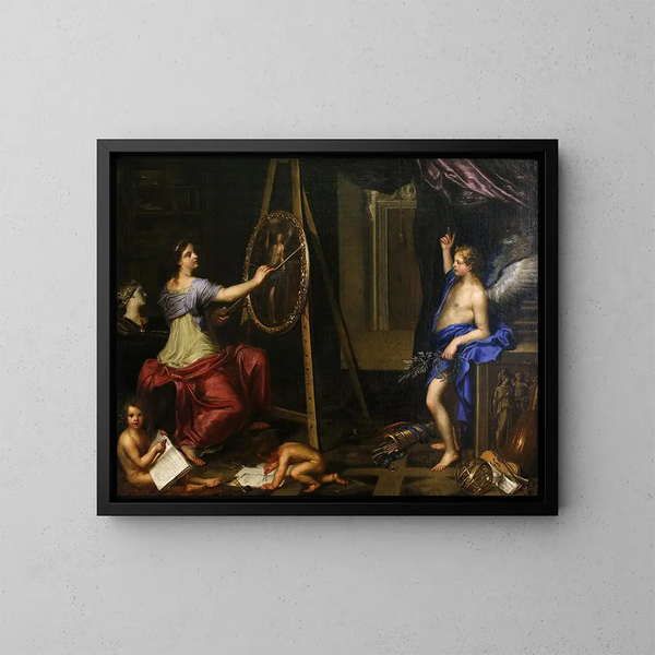 Allegoria della pittura - Charles Alphonse Du Fresnoy — quadro incorniciato alla parete