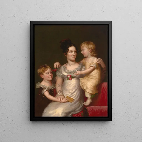 Sarah Weston Seaton con i suoi figli Augustine e Julia - Charles Bird King — quadro incorniciato alla parete
