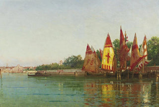 Charles Clement Calderon - Sailboats In Venice.webp
