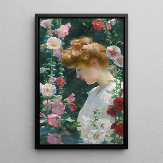Charles Courtney Curran - Hollyhocks and Sunlight.webp