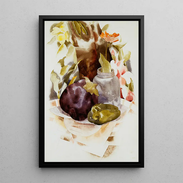 Melanzana e peperone verde - Charles Demuth — quadro incorniciato alla parete