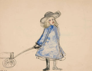 Charles Demuth - Girl Pulling Wagon Plain Girl In Blue Dress.webp