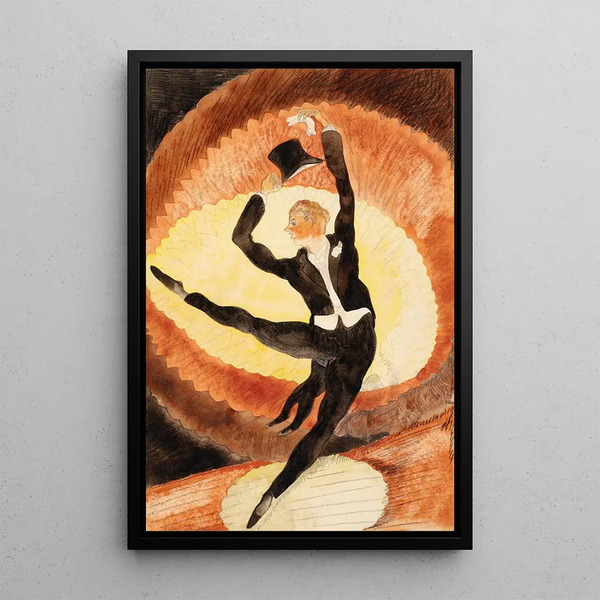 En vaudeville, ballerino acrobatico con cilindro - Charles Demuth — quadro incorniciato alla parete