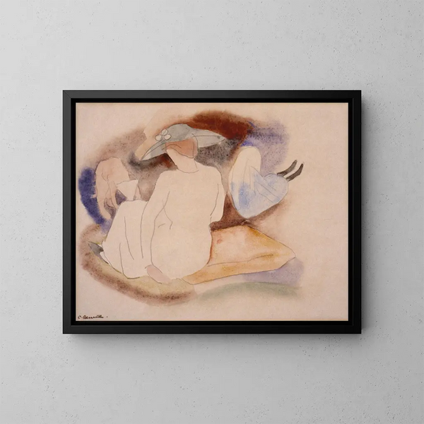 Donna con cappello e due figure - Charles Demuth — quadro incorniciato alla parete