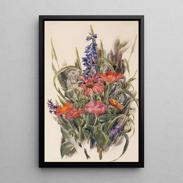 Riproduzione del dipinto Zinnias, delphiniums e margherite - Charles Demuth