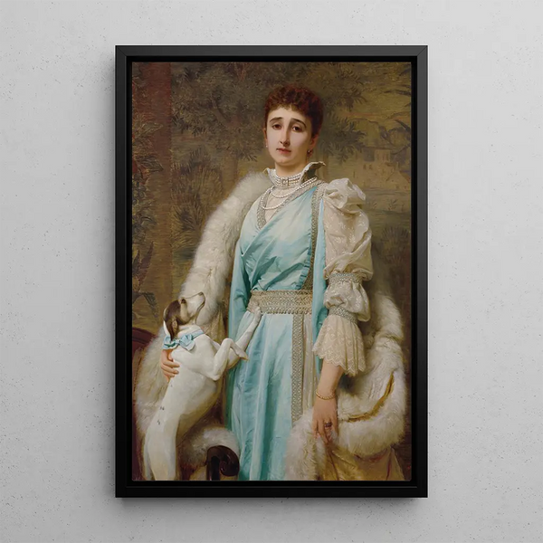 Ritratto di una dama in abito turchese - Charles Edward Perugini — quadro incorniciato alla parete