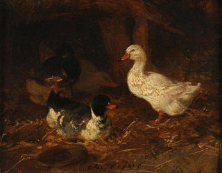Charles Emile Jacque - Canards dans une bassecour.webp