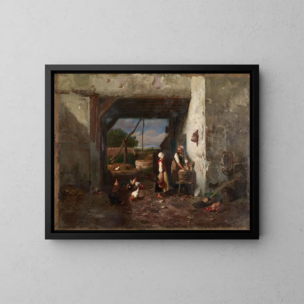 Cortile delle galline - Charles Émile Jacque — quadro incorniciato alla parete