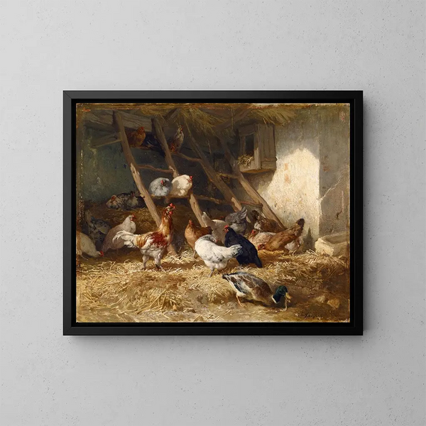 Poulettes - Charles Émile Jacque — quadro incorniciato alla parete