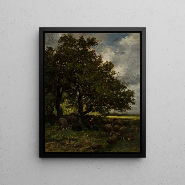 Paesaggio rurale - Charles Émile Jacque — quadro incorniciato alla parete