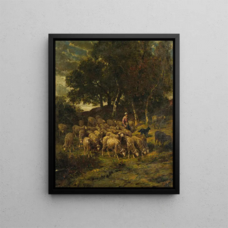 Charles Emile Jacque - Shepherdess And Her Flock.webp