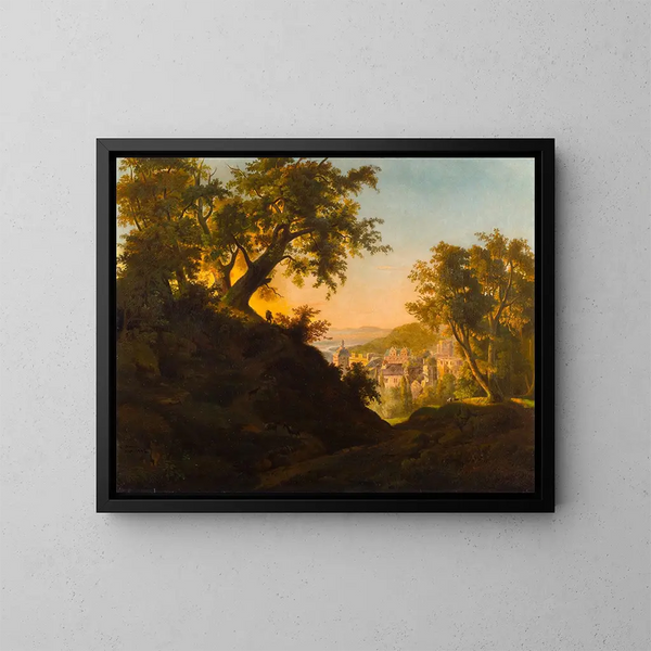 Il castello di Heidelberg - Charles Ferdinand Wimar — quadro incorniciato alla parete