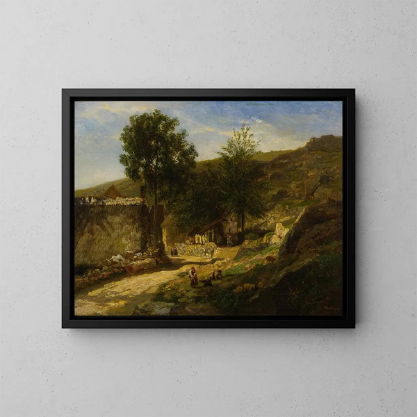 Entrée du village - Charles François Daubigny — quadro incorniciato alla parete