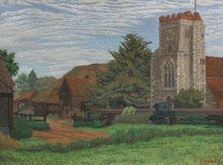 Charles Ginner - Church and Barn Waltham St Lawrence.webp