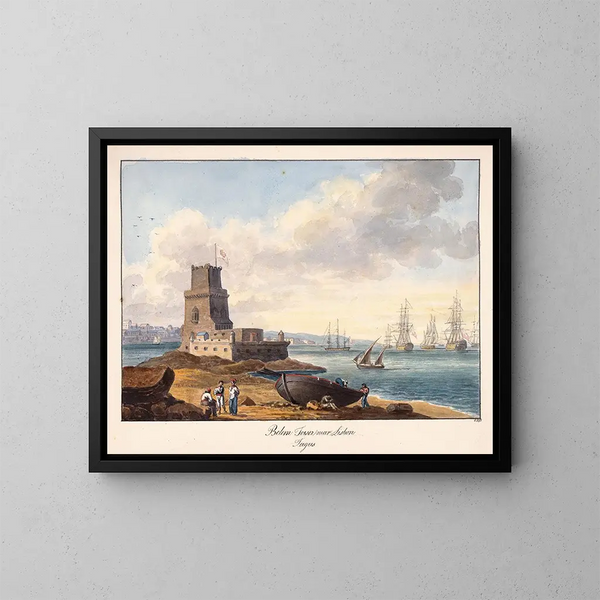 Tour de Belém vicino a Lisbona sul Tago - Charles Hamilton Smith — quadro incorniciato alla parete