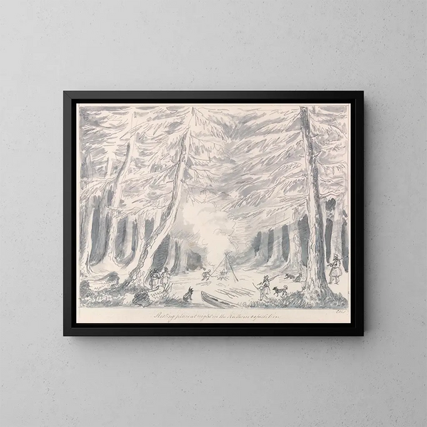 Luogo di riposo notturno durante l'espedizione del Nord - Charles Hamilton Smith — quadro incorniciato alla parete