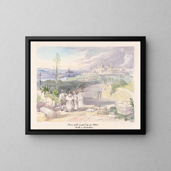 Rovine dell'antica città di Italica, Siviglia in lontananza - Charles Hamilton Smith — quadro incorniciato alla parete