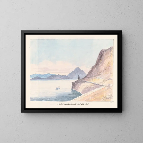 Détroit di Gibilterra visto da dietro la roccia - Charles Hamilton Smith — quadro incorniciato alla parete