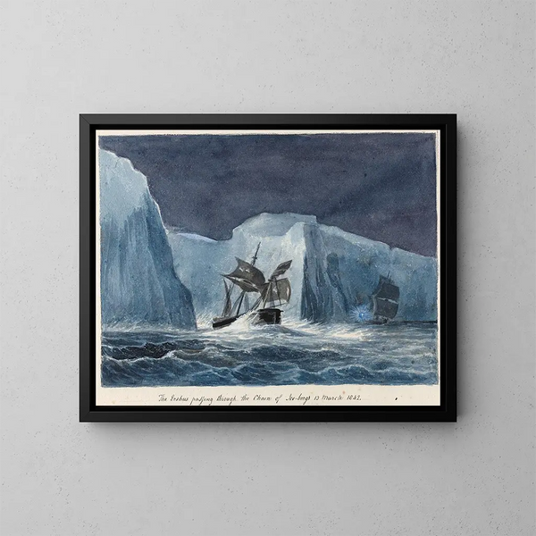 L'Erebus che attraversa la catena di iceberg - Charles Hamilton Smith — quadro incorniciato alla parete