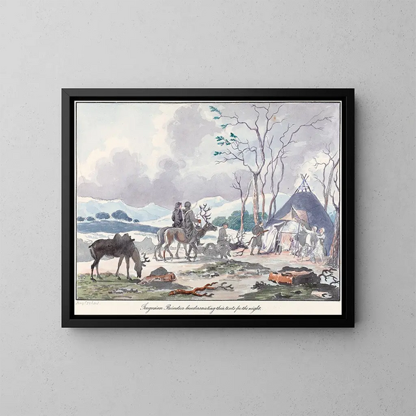 Allevatori di renne Tongus di montaggio della loro tenda per la notte - Charles Hamilton Smith — quadro incorniciato alla parete