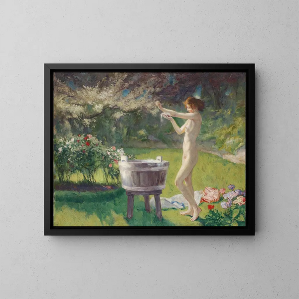 Bagno nel giardino - Charles Hermans — quadro incorniciato alla parete