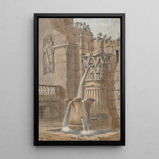 Charles Louis Clrisseau - Fountain in a Courtyard.webp