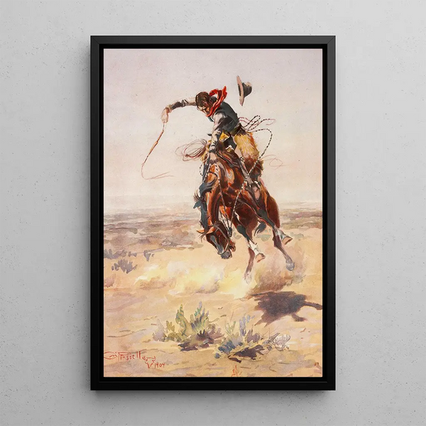Un mauvais cheval - Charles Marion Russell — quadro incorniciato alla parete