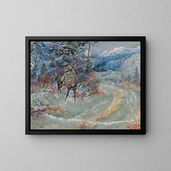 Un arrêt imprevisto - Charles Marion Russell — quadro incorniciato alla parete