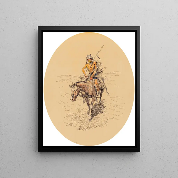 Guerriero Assiniboine - Charles Marion Russell — quadro incorniciato alla parete