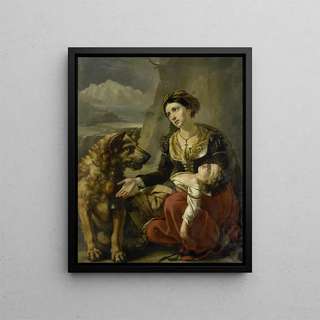 Charles Picqu - A Saint Bernard Dog Comes to the Aid of a lost Woman with a sick Child.webp