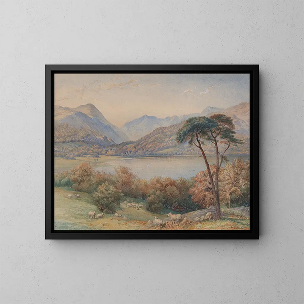 Paesaggio con pecore - Charles Reginald Aston — quadro incorniciato alla parete