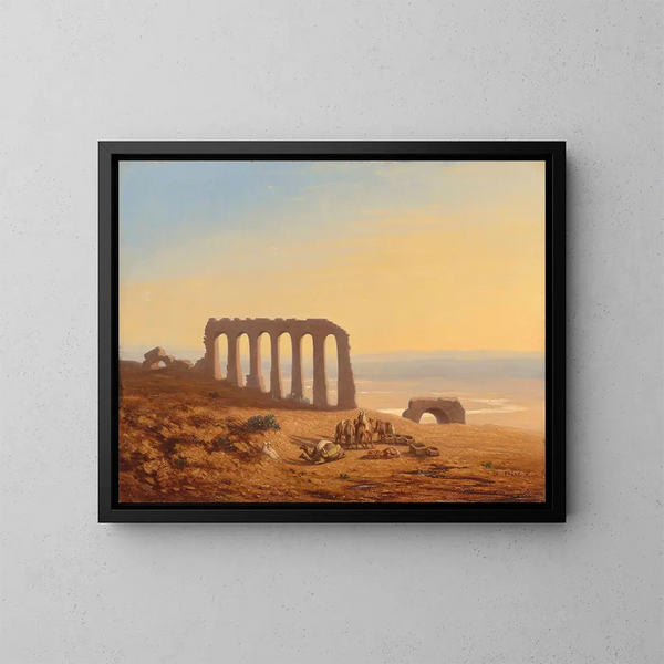 Un accampamento beduino circondato da rovine - Charles Théodore Frère — quadro incorniciato alla parete